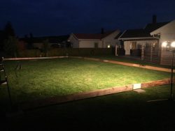 Wooden frame for the home ice hockey rink mounted